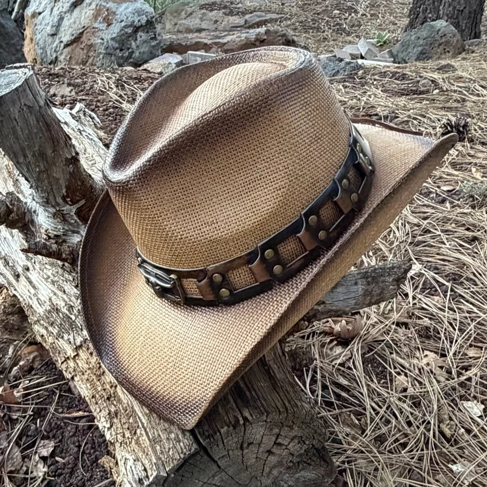 Western Cowboy Hat ⭐️ FESTIVAL NWT The Fallon Longhorn Accent Faux Leather Band - Picture 7 of 12